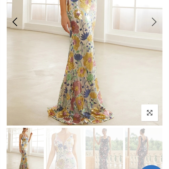 Formal V Neck Floor Sequined Mermaid Maxi Gown for Special Events - Picture 4 of 15